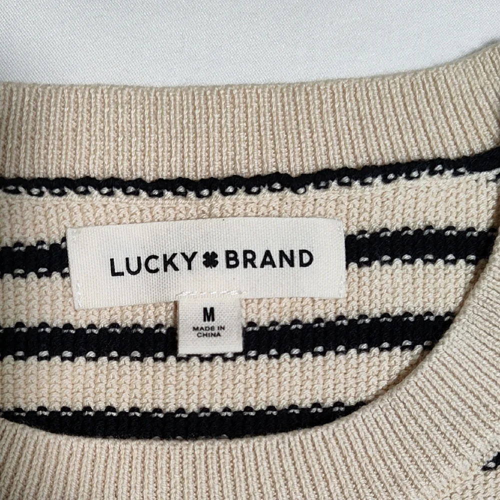Lucky Brand Black and Cream Knit Top